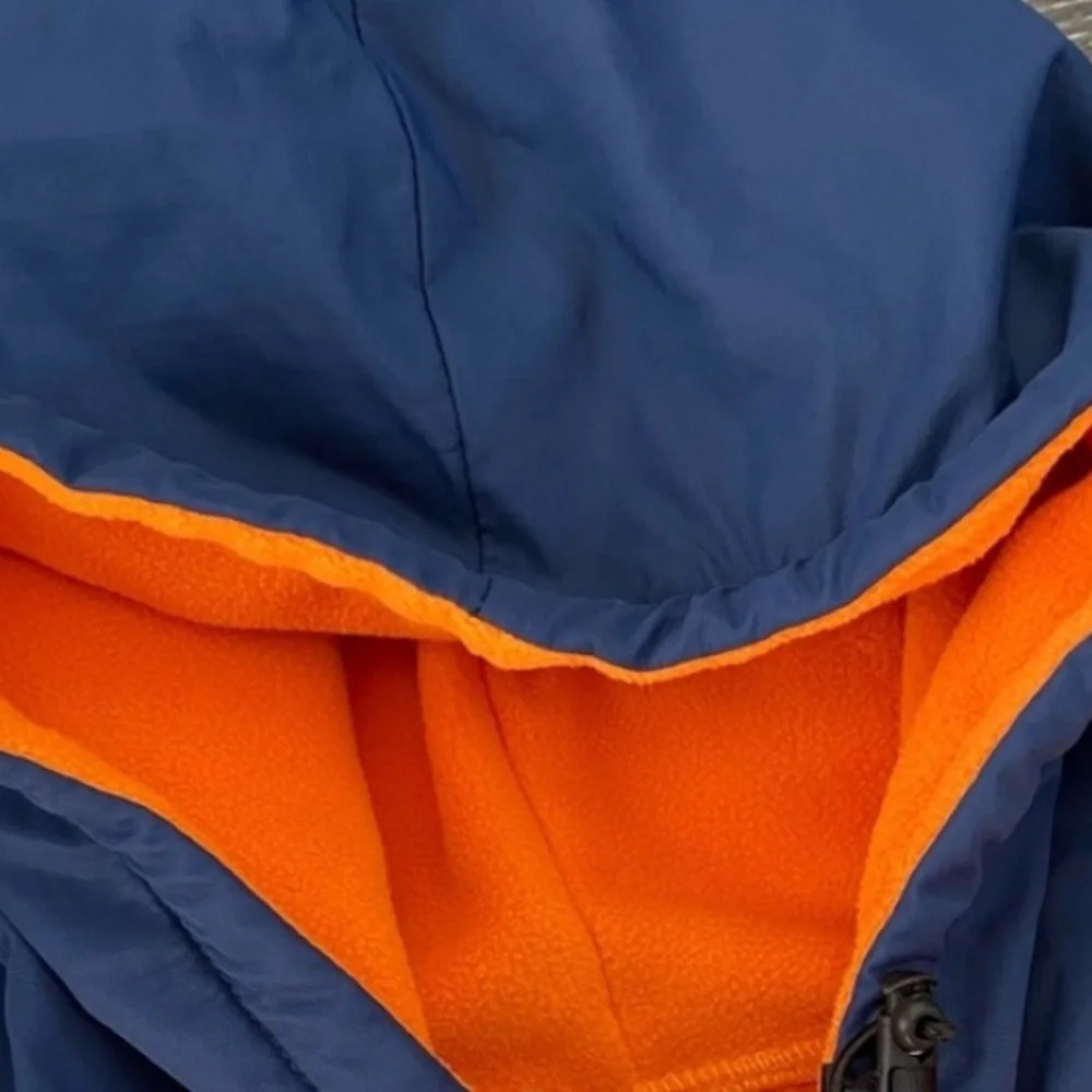 HUF Men’s Domestic Pullover Fleece in Orange and Navy Blue Size Large EUC - Picture 2 of 5
